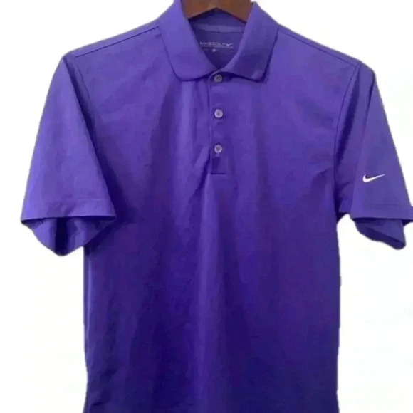 Nike Golf Dri-Fit Standard Fit Purple with white Swoosh Logo Polo Shirt Mens S - Picture 1 of 5